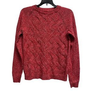 Lands End Sweater Drifter Cable Knit Womens Medium Petite Crewneck Pullover
